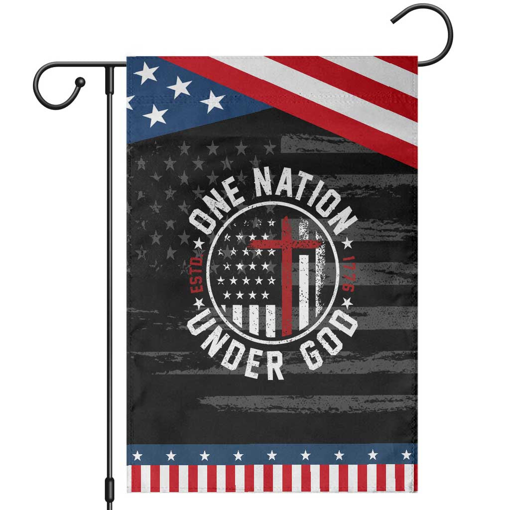 Funny One Nation Under God ESTD 1776 Garden Flag 4th Of July Patriotic Christian