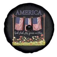 Funny America God Shed His Grace On Thee Spare Tire Cover 4th Of July Christian American Flag - Wonder Print Shop
