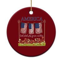 Funny America God Shed His Grace On Thee Ceramic Ornament 4th Of July Christian American Flag - Wonder Print Shop