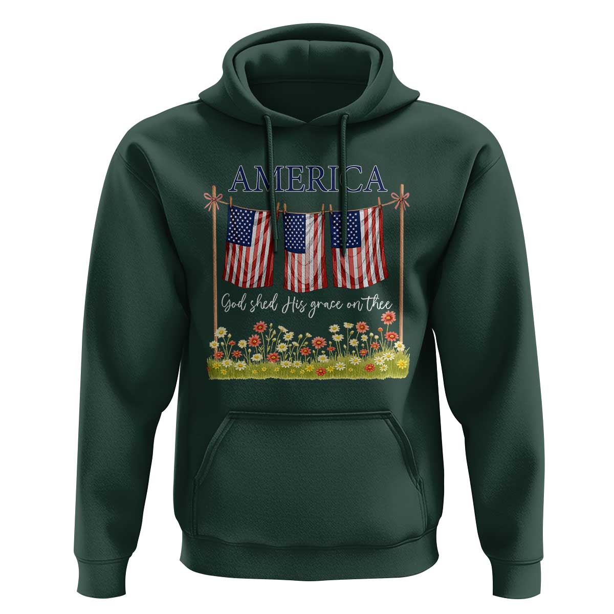 Funny America God Shed His Grace On Thee Hoodie 4th Of July Christian American Flag - Wonder Print Shop