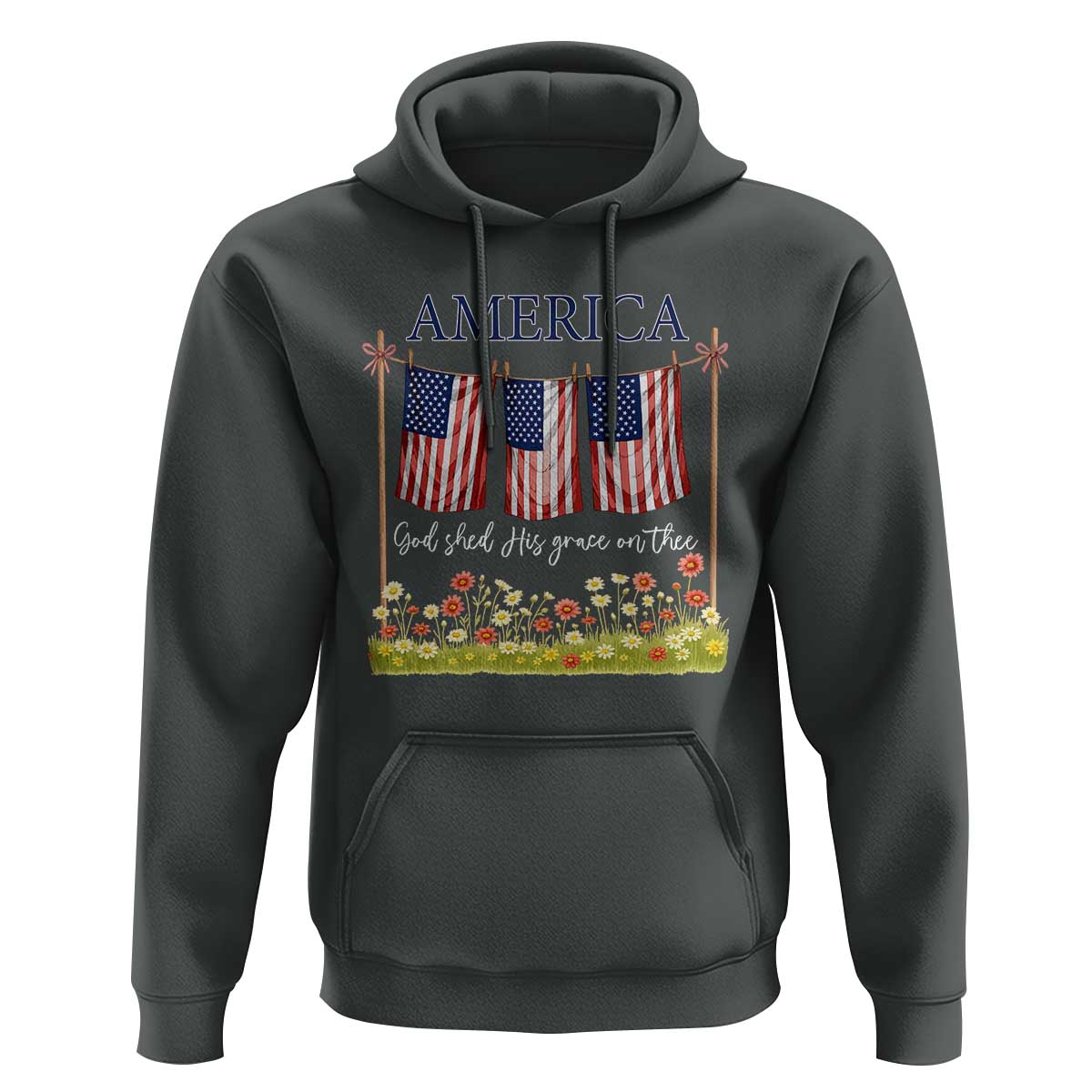 Funny America God Shed His Grace On Thee Hoodie 4th Of July Christian American Flag - Wonder Print Shop