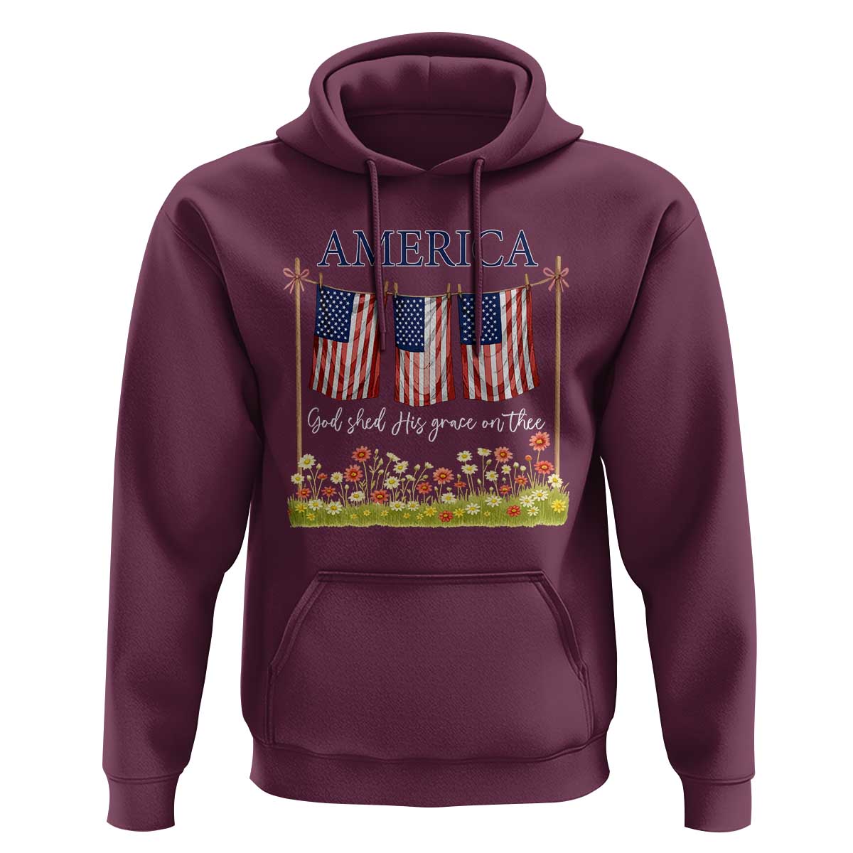 Funny America God Shed His Grace On Thee Hoodie 4th Of July Christian American Flag - Wonder Print Shop
