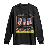 Funny America God Shed His Grace On Thee Long Sleeve Shirt 4th Of July Christian American Flag - Wonder Print Shop