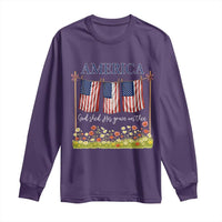 Funny America God Shed His Grace On Thee Long Sleeve Shirt 4th Of July Christian American Flag - Wonder Print Shop