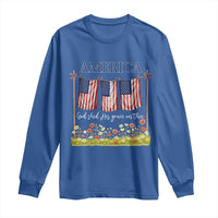 Funny America God Shed His Grace On Thee Long Sleeve Shirt 4th Of July Christian American Flag - Wonder Print Shop