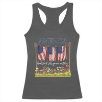Funny America God Shed His Grace On Thee Racerback Tank Top 4th Of July Christian American Flag - Wonder Print Shop