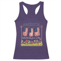 Funny America God Shed His Grace On Thee Racerback Tank Top 4th Of July Christian American Flag - Wonder Print Shop