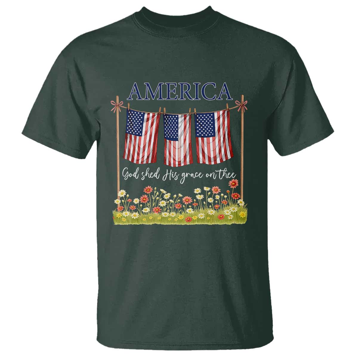 Funny America God Shed His Grace On Thee T Shirt 4th Of July Christian American Flag - Wonder Print Shop