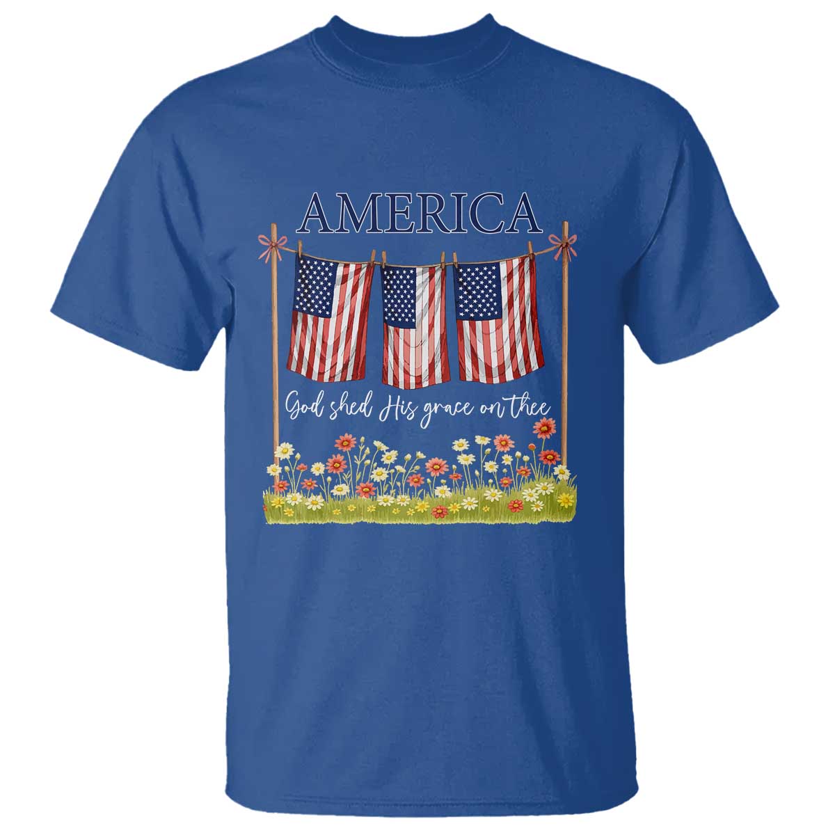 Funny America God Shed His Grace On Thee T Shirt 4th Of July Christian American Flag - Wonder Print Shop