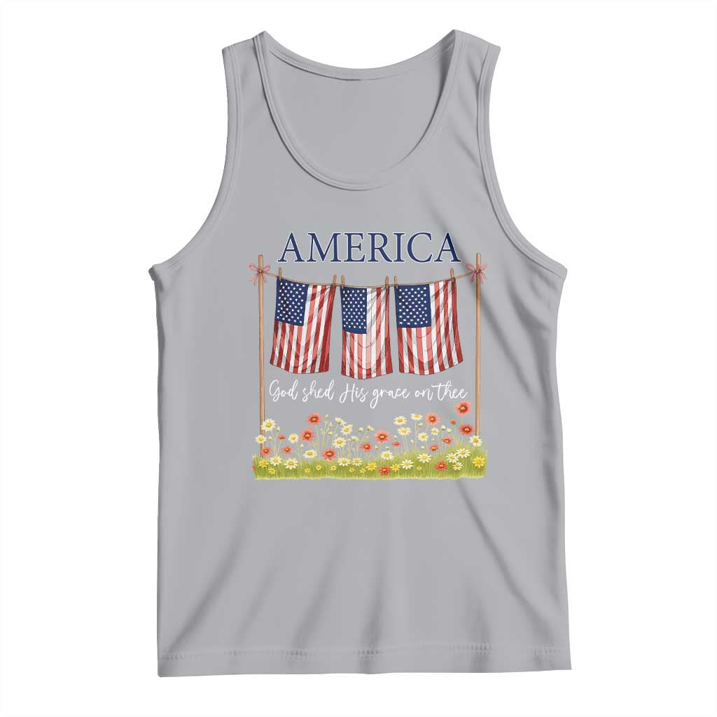 Funny America God Shed His Grace On Thee Tank Top 4th Of July Christian American Flag - Wonder Print Shop