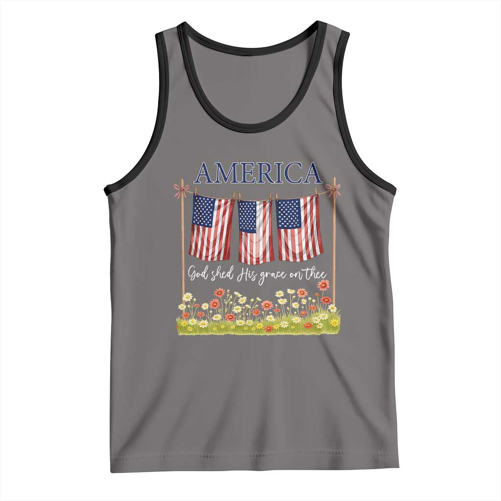 Funny America God Shed His Grace On Thee Tank Top 4th Of July Christian American Flag - Wonder Print Shop