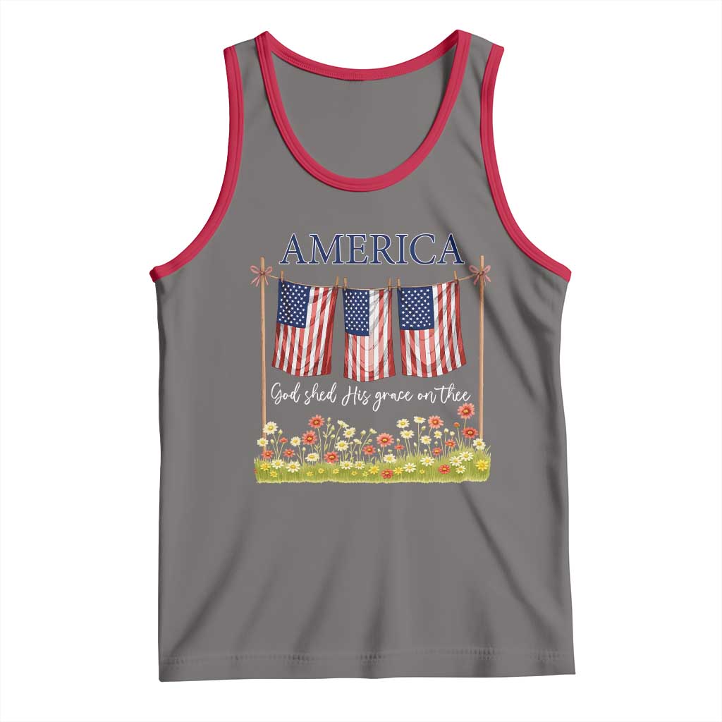 Funny America God Shed His Grace On Thee Tank Top 4th Of July Christian American Flag - Wonder Print Shop