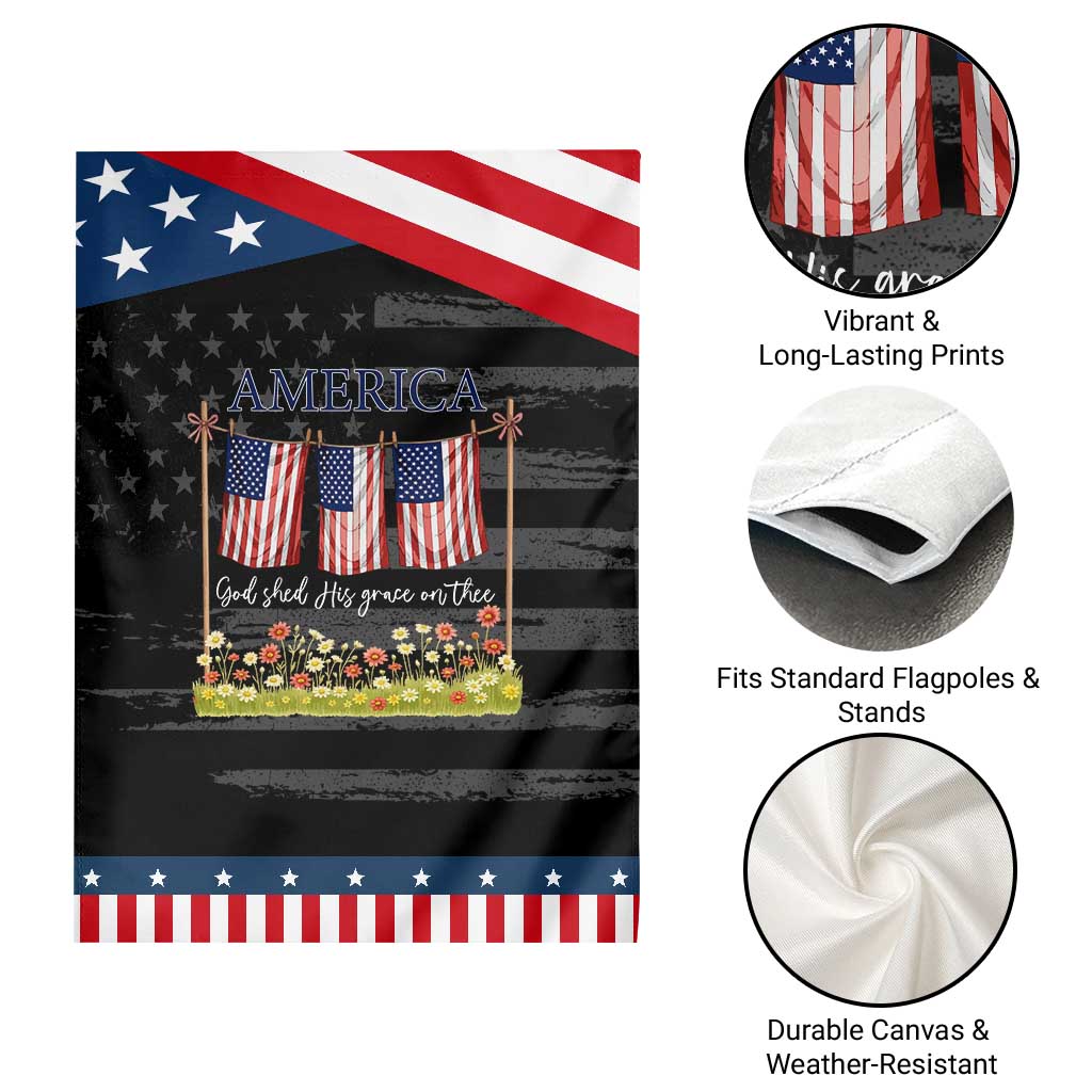 Funny America God Shed His Grace On Thee Garden Flag 4th Of July Christian American Flag