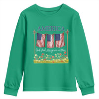 Funny America God Shed His Grace On Thee Youth Sweatshirt 4th Of July Christian American Flag - Wonder Print Shop