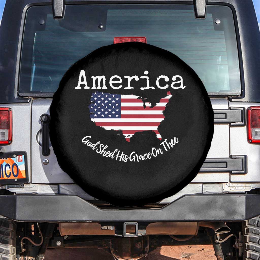 Funny America God Shed His Grace On Thee 4th of July Spare Tire Cover - Wonder Print Shop