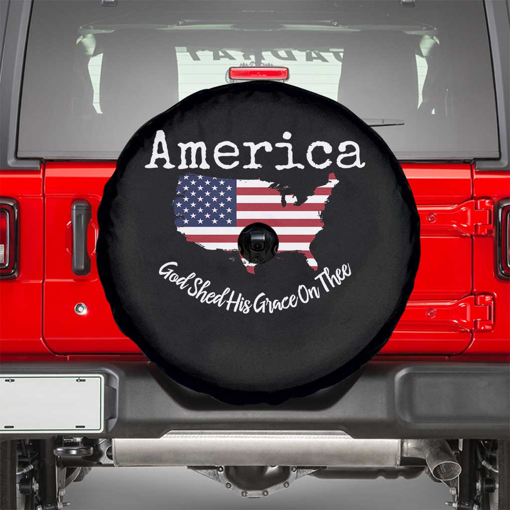 Funny America God Shed His Grace On Thee 4th of July Spare Tire Cover - Wonder Print Shop