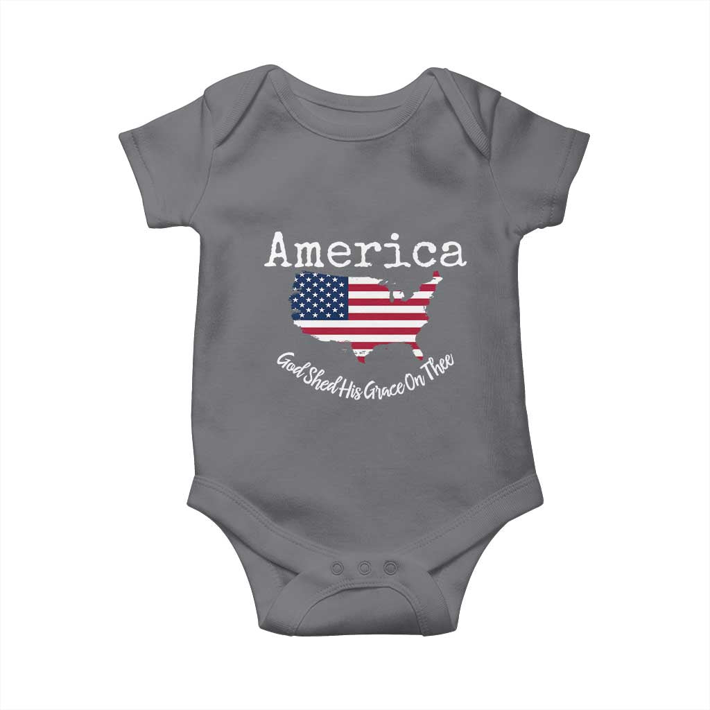 Funny America God Shed His Grace On Thee 4th of July Baby Onesie - Wonder Print Shop