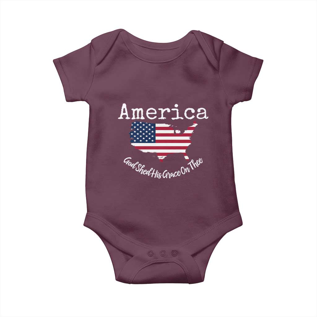 Funny America God Shed His Grace On Thee 4th of July Baby Onesie - Wonder Print Shop