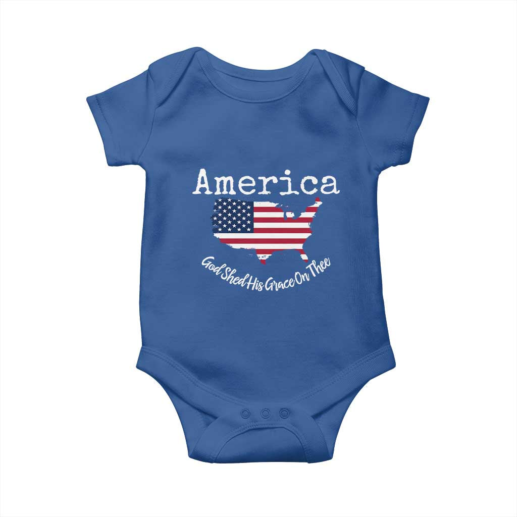 Funny America God Shed His Grace On Thee 4th of July Baby Onesie - Wonder Print Shop