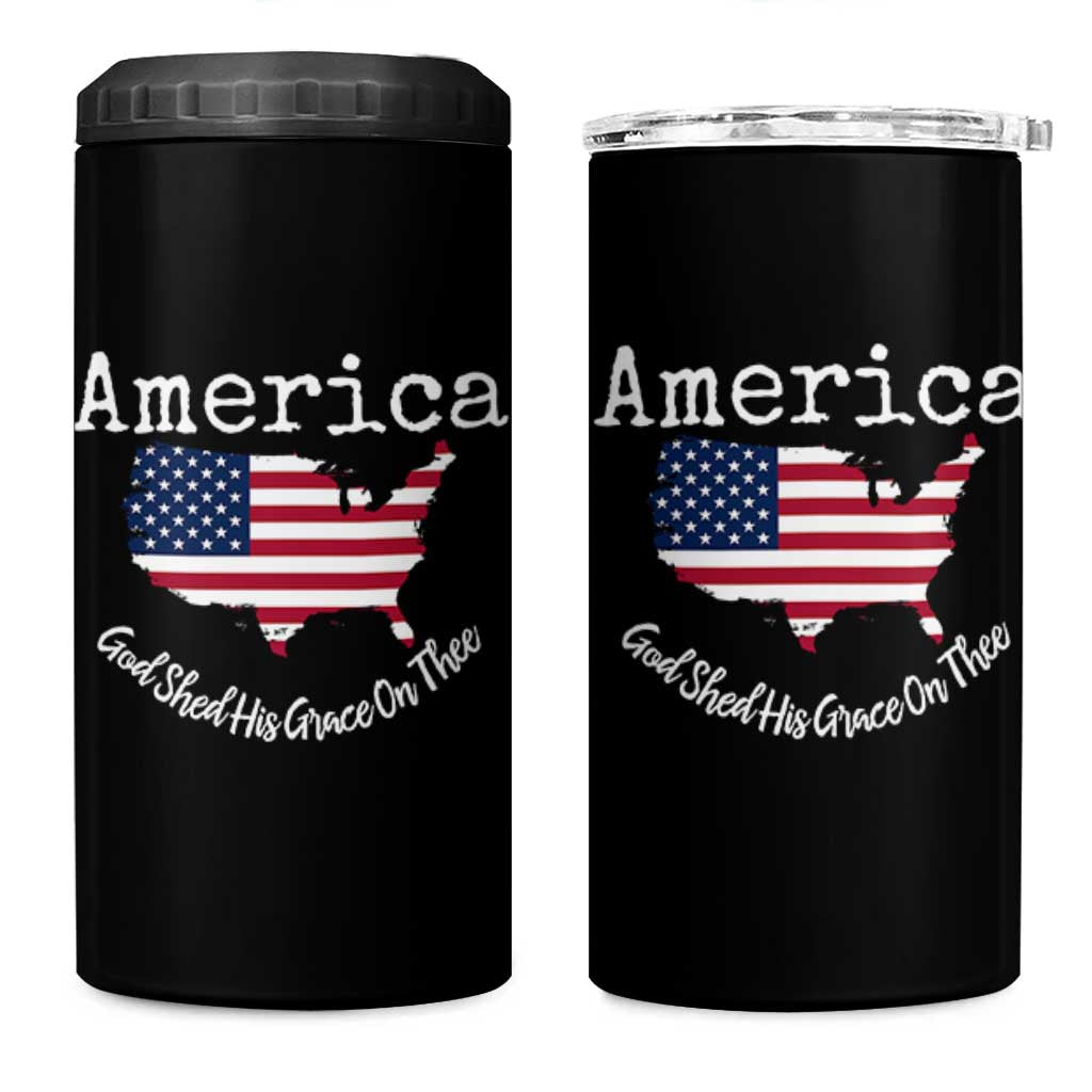 Funny America God Shed His Grace On Thee 4th of July 4 in 1 Can Cooler Tumbler - Wonder Print Shop
