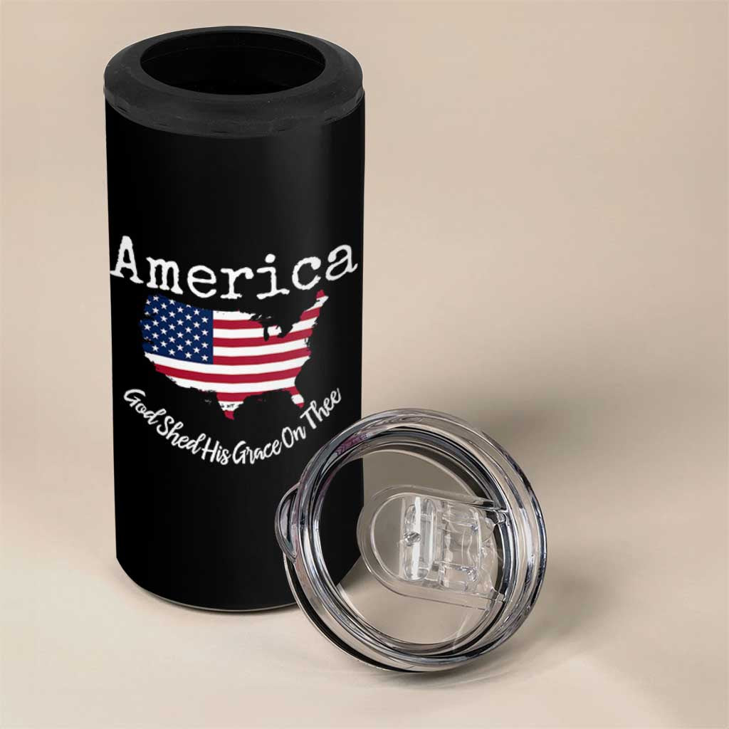 Funny America God Shed His Grace On Thee 4th of July 4 in 1 Can Cooler Tumbler - Wonder Print Shop