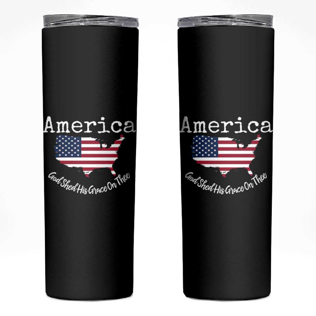 Funny America God Shed His Grace On Thee 4th of July Skinny Tumbler - Wonder Print Shop