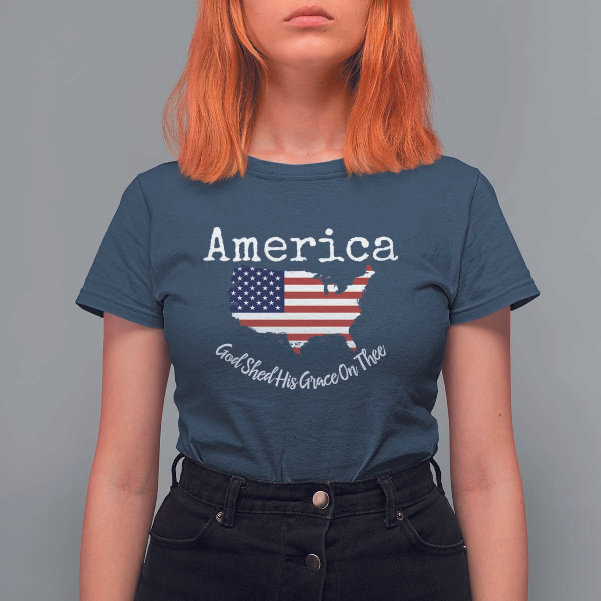 Funny America God Shed His Grace On Thee 4th of July T Shirt For Women - Wonder Print Shop