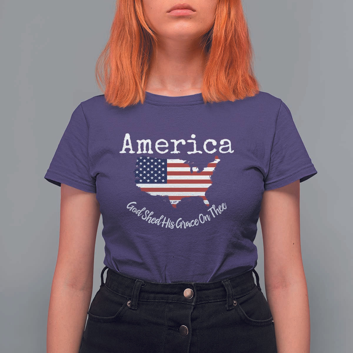 Funny America God Shed His Grace On Thee 4th of July T Shirt For Women - Wonder Print Shop