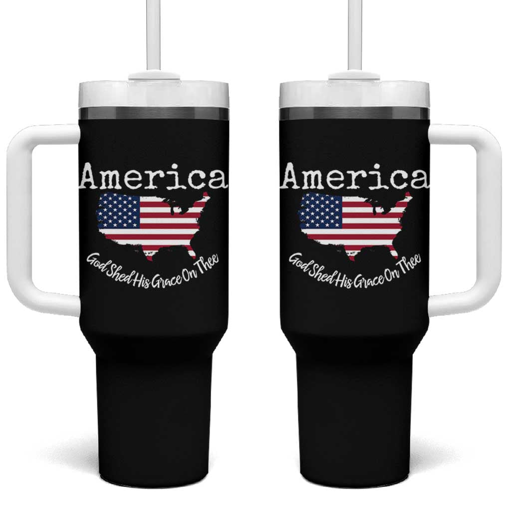 Funny America God Shed His Grace On Thee 4th of July Tumbler With Handle - Wonder Print Shop
