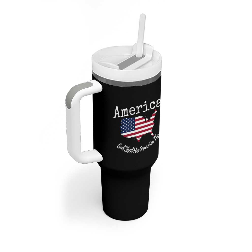 Funny America God Shed His Grace On Thee 4th of July Tumbler With Handle - Wonder Print Shop