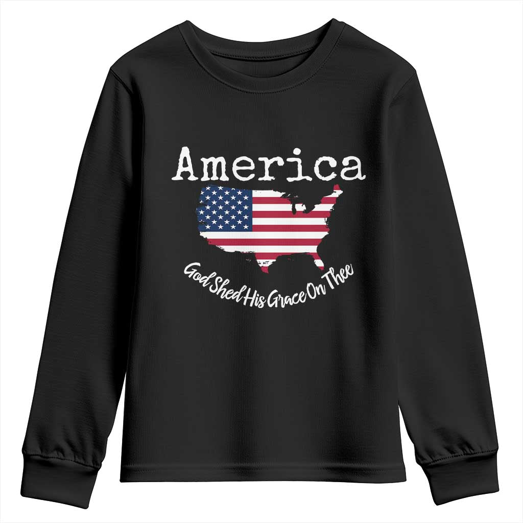 Funny America God Shed His Grace On Thee 4th of July Youth Sweatshirt - Wonder Print Shop