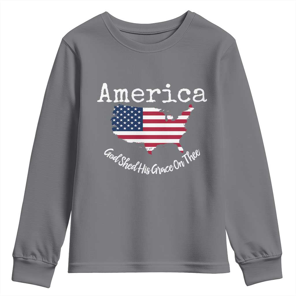 Funny America God Shed His Grace On Thee 4th of July Youth Sweatshirt - Wonder Print Shop