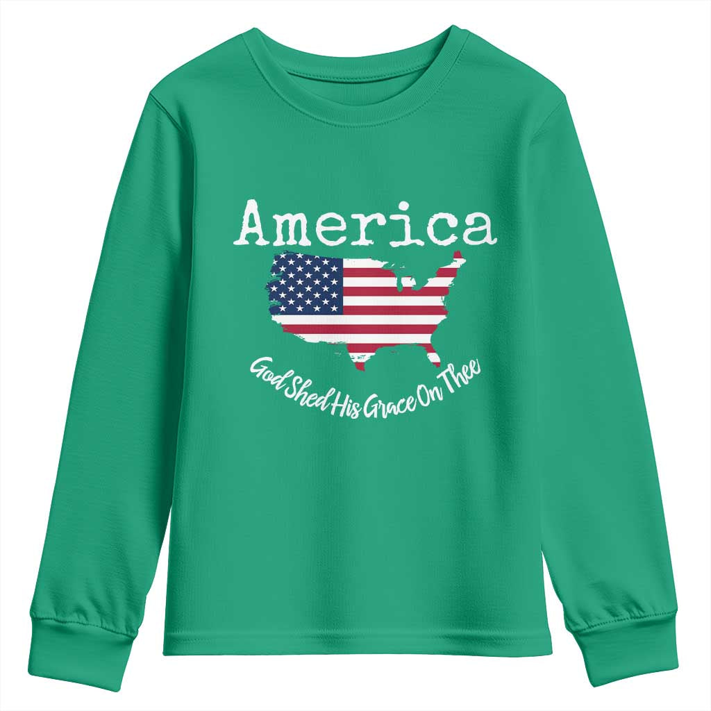 Funny America God Shed His Grace On Thee 4th of July Youth Sweatshirt - Wonder Print Shop