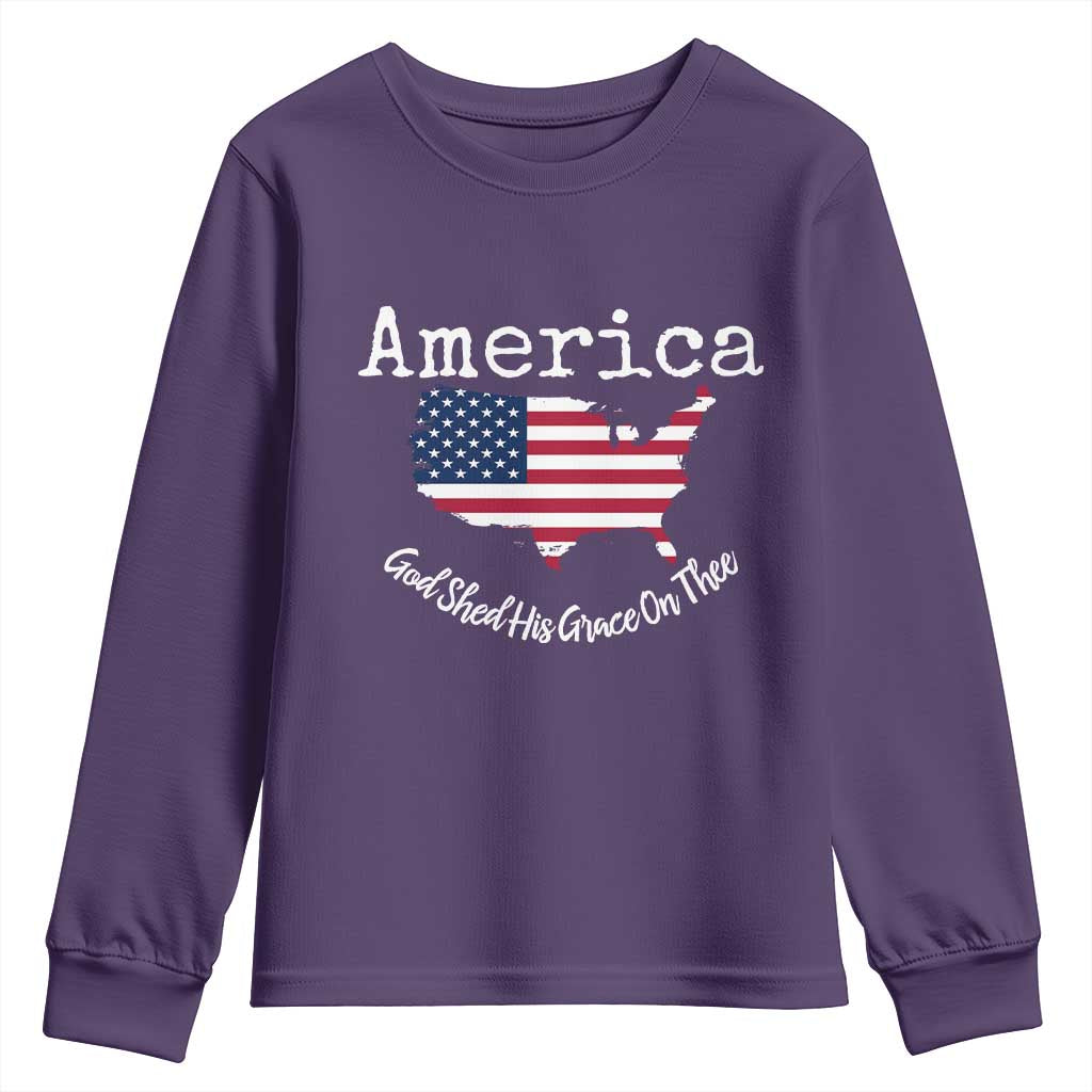 Funny America God Shed His Grace On Thee 4th of July Youth Sweatshirt - Wonder Print Shop