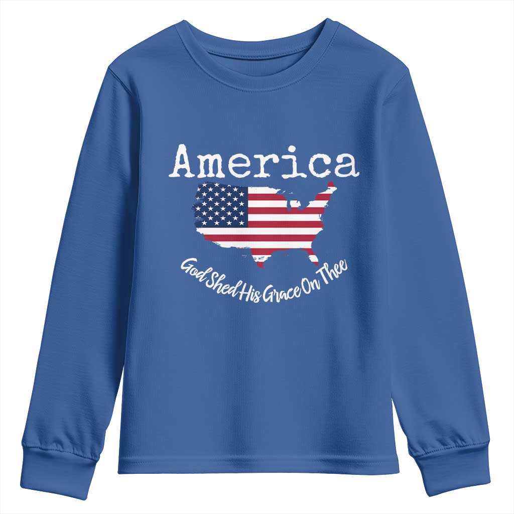 Funny America God Shed His Grace On Thee 4th of July Youth Sweatshirt - Wonder Print Shop