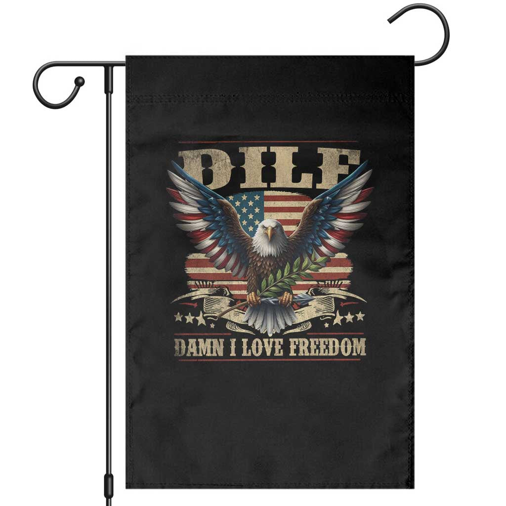 Funny 4th Of July DILF Damn I Love Freedom Garden Flag Bald Eagle American Flag - Wonder Print Shop