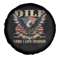 Funny 4th Of July DILF Damn I Love Freedom Spare Tire Cover Bald Eagle American Flag - Wonder Print Shop