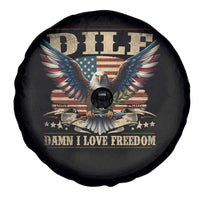 Funny 4th Of July DILF Damn I Love Freedom Spare Tire Cover Bald Eagle American Flag - Wonder Print Shop