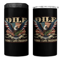 Funny 4th Of July DILF Damn I Love Freedom 4 in 1 Can Cooler Tumbler Bald Eagle American Flag - Wonder Print Shop