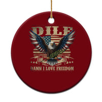 Funny 4th Of July DILF Damn I Love Freedom Ceramic Ornament Bald Eagle American Flag - Wonder Print Shop