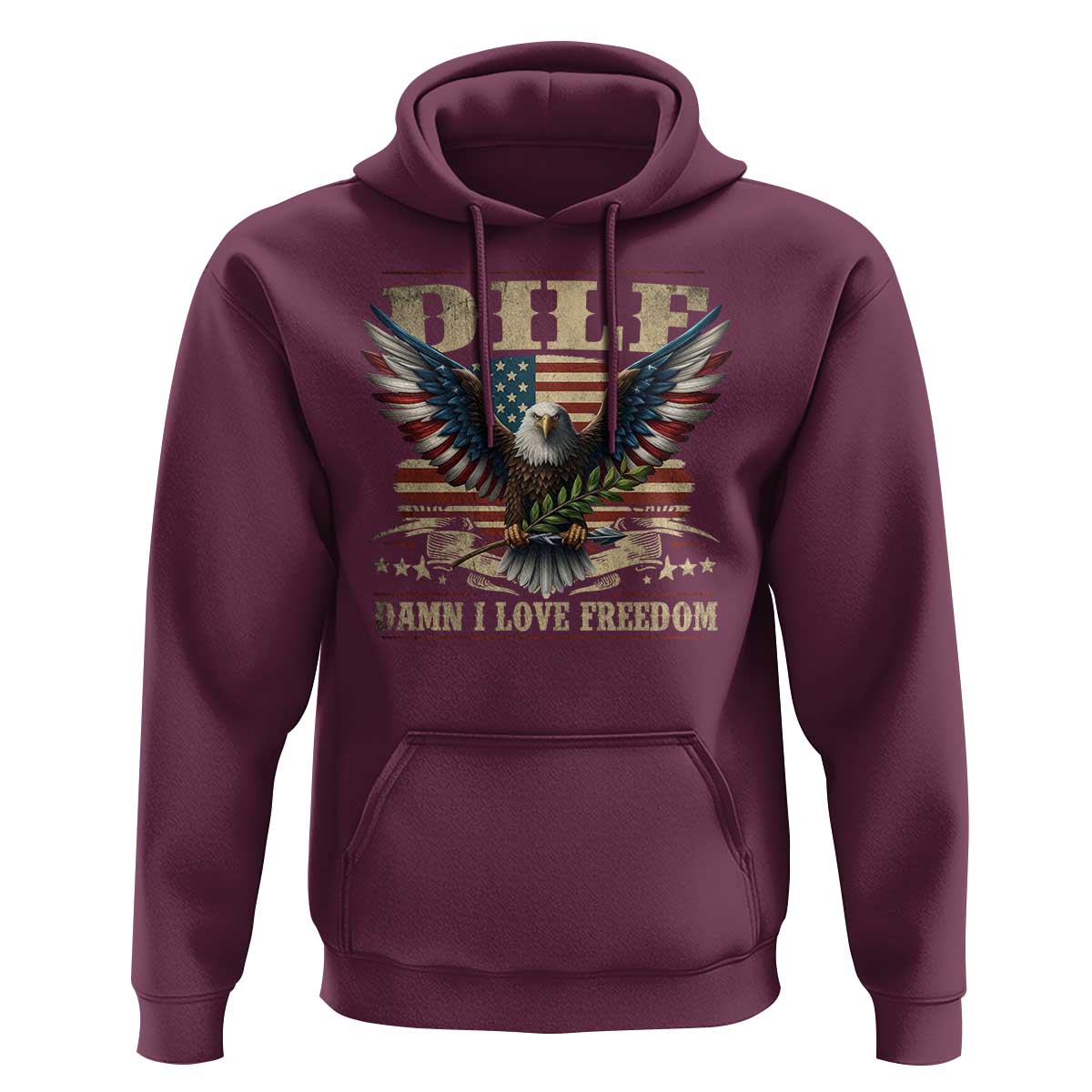 Funny 4th Of July DILF Damn I Love Freedom Hoodie Bald Eagle American Flag - Wonder Print Shop