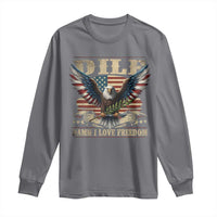 Funny 4th Of July DILF Damn I Love Freedom Long Sleeve Shirt Bald Eagle American Flag - Wonder Print Shop
