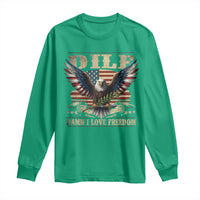 Funny 4th Of July DILF Damn I Love Freedom Long Sleeve Shirt Bald Eagle American Flag - Wonder Print Shop