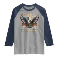 Funny 4th Of July DILF Damn I Love Freedom Raglan Shirt Bald Eagle American Flag - Wonder Print Shop