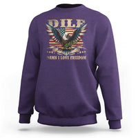 Funny 4th Of July DILF Damn I Love Freedom Sweatshirt Bald Eagle American Flag - Wonder Print Shop
