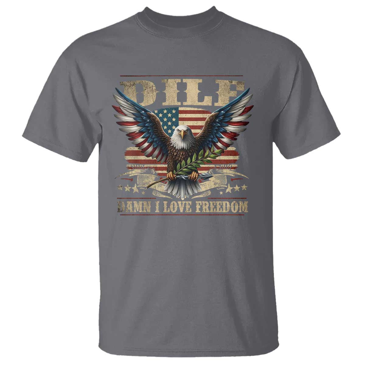Funny 4th Of July DILF Damn I Love Freedom T Shirt Bald Eagle American Flag - Wonder Print Shop