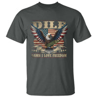 Funny 4th Of July DILF Damn I Love Freedom T Shirt Bald Eagle American Flag - Wonder Print Shop