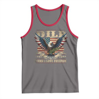 Funny 4th Of July DILF Damn I Love Freedom Tank Top Bald Eagle American Flag - Wonder Print Shop