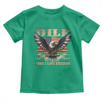 Funny 4th Of July DILF Damn I Love Freedom Toddler T Shirt Bald Eagle American Flag - Wonder Print Shop
