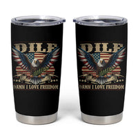 Funny 4th Of July DILF Damn I Love Freedom Tumbler Cup Bald Eagle American Flag - Wonder Print Shop